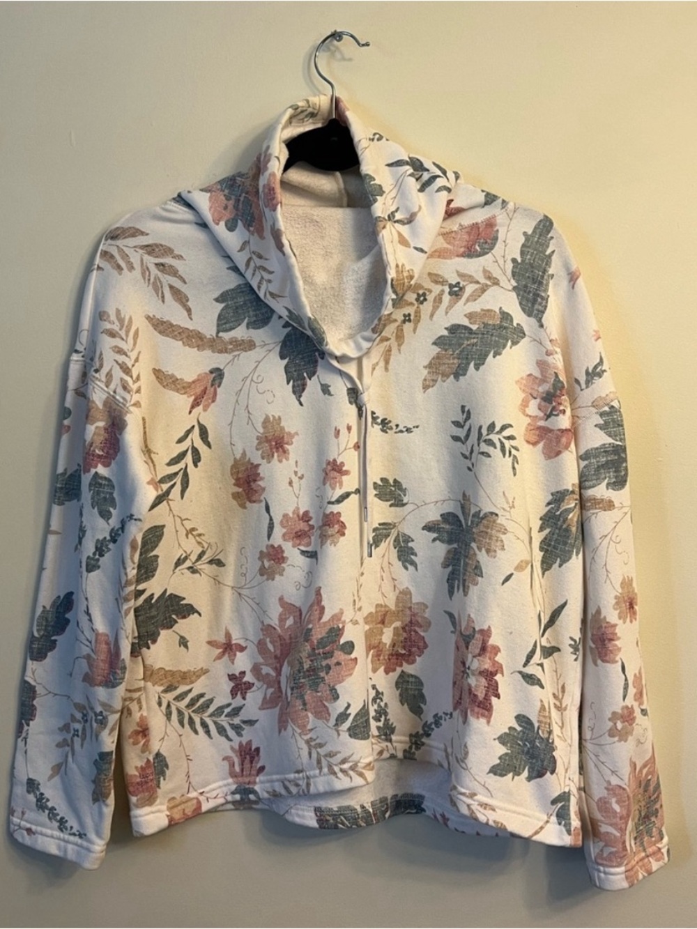 Chaps Cozy Floral Sweater - White with Pink & Green Accents